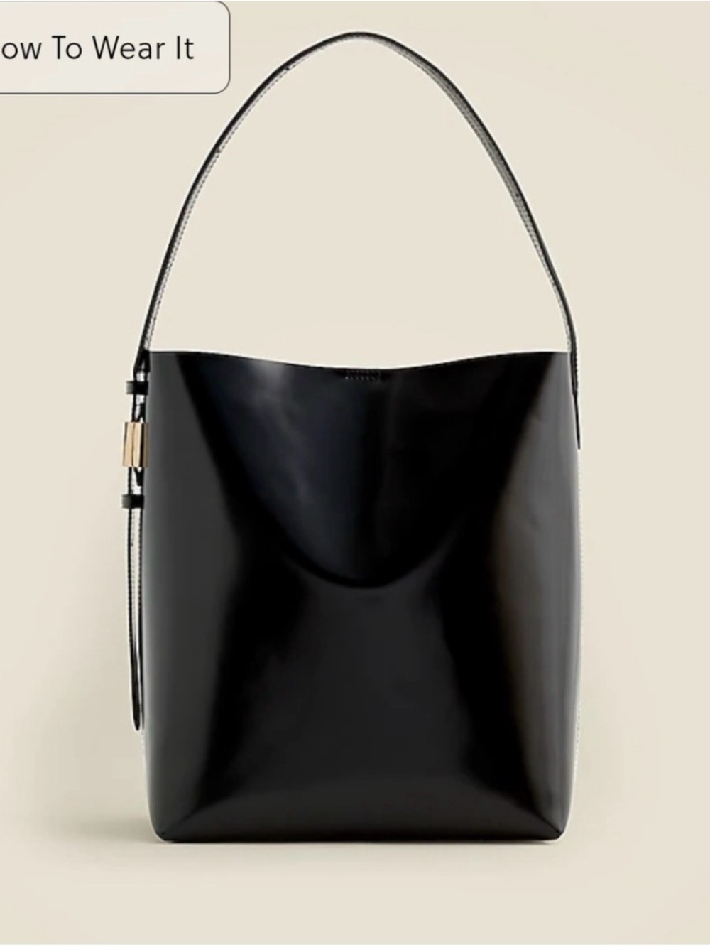 J crew Edie Bucket Bag Black patentLeather Bucket Shoulder Bag - Women's Handbag